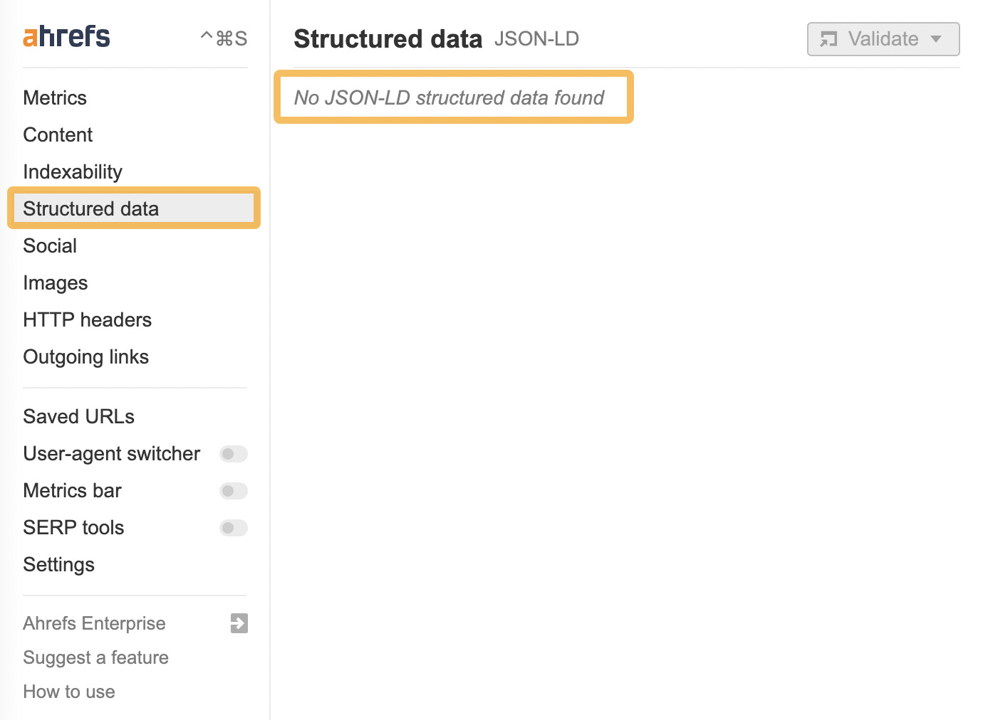 Vérification des données structurées à l'aide de la barre d'outils Ahrefs SEO