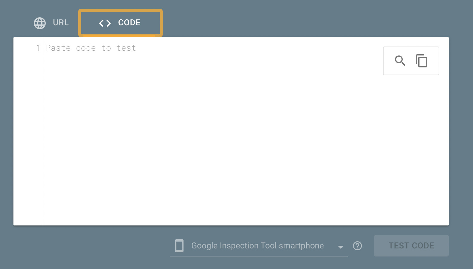 Sélecteur de code, via le test Rich Results de Google