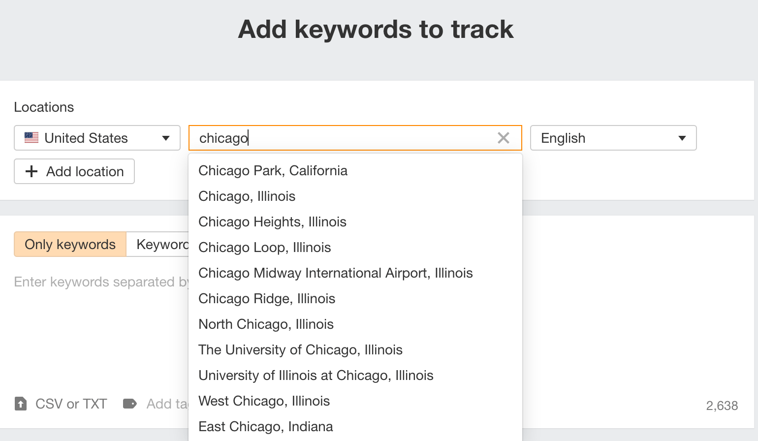 Modifiez vos paramètres de classement dans Ahrefs Rank Tracker